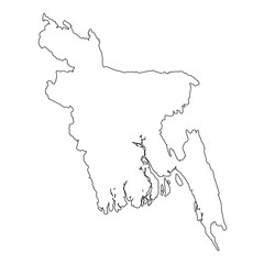High detailed Outline of the country of  Bangladesh