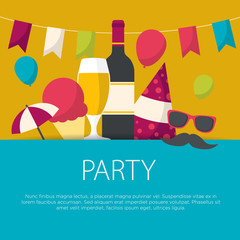 Party concept in flat design. Party equipment, vector illustration.