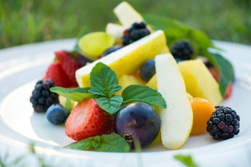 Delicious sliced summer fruit 

