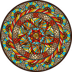 Ethnic round pattern with hand drawn ornament