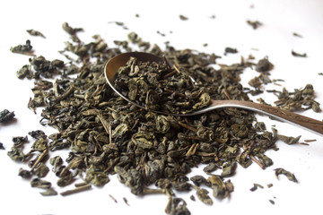 Green tea with spoon