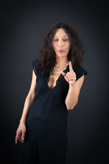 Obraz premium Beautiful woman doing different expressions in different sets of clothes: drunk