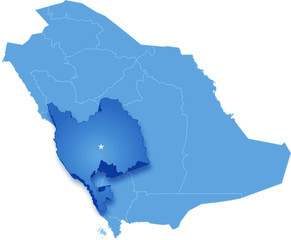Map of Saudi Arabia, the region Makkah
