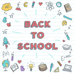 Vector back to school illustration. Bright study poster with