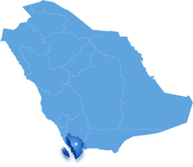 Map of Saudi Arabia, the region Jizan