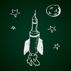 Fototapeta premium Simple doodle of a space rocket