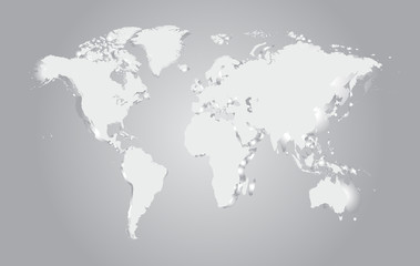 Fototapeta na wymiar World map vector sylver