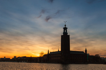 Stockholm Town Hall at Sunset