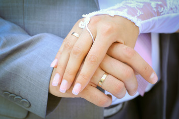 Hands with wedding rings 