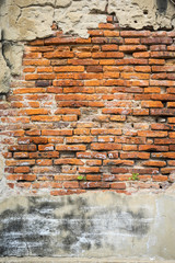 Old weathered brick wall fragment, use as background