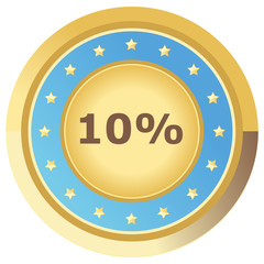 Prozent Button hellblau auf weißem Hintergrund