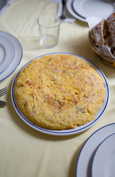 Spanish omelette on a table