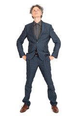 Fototapeta premium Handsome man doing different expressions in different sets of clothes: posing
