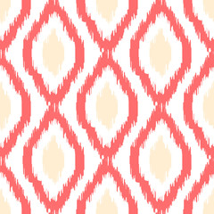 Ikat vector seamless pattern. Abstract geometric background for