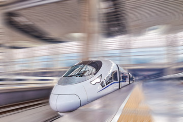 Obraz na płótnie Canvas High speed train at the railways station.