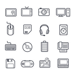 Technology and Devices Icon Bold Stroke on White Background. Vector Illustration
