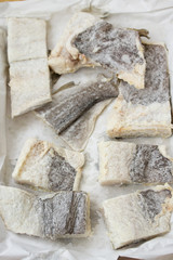 salted cod fish on paper