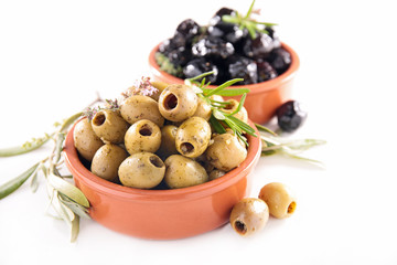 green and black olives