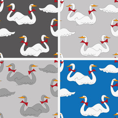 cartoon-style  background with geese