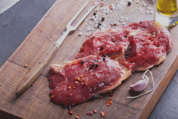 Raw beef steak
