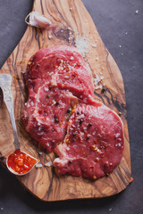 Raw beef steak