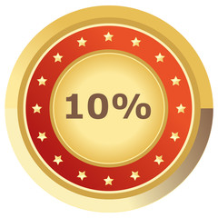 Prozent Button rot auf weißem Hintergrund