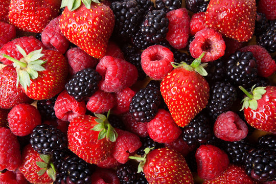 strawberry, raspberries, blackberries background