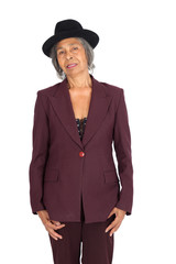 Fototapeta premium Beautiful woman doing different expressions in different sets of clothes: sad