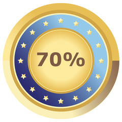 Prozent Button dunkelblau auf weißem Hintergrund