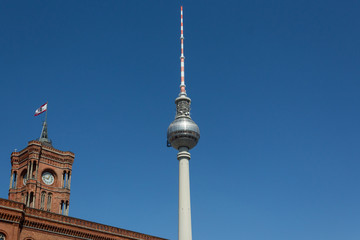 Obraz premium berlin tower - tv tower and red town hall , berlin germany