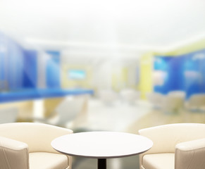 Table Top And Blur Office Background