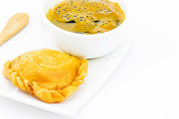 curry puff, Asian snack and food with coffee