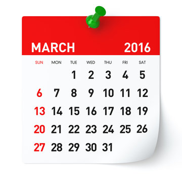 March 2016 - Calendar.
