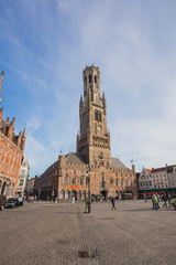 Naklejka na ściany i meble Belfry the landmark of Bruges in Belgium