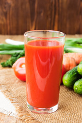 Healthy drink, vegetable juice with ingredients