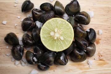 Raw clams.
