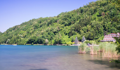 Fototapeta na wymiar Levico Lake, a beautiful lake in Italy.