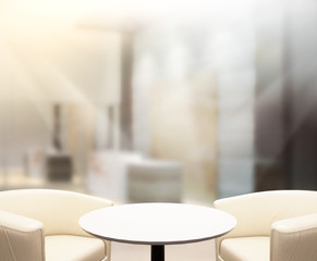 Table Top And Blur Office Background