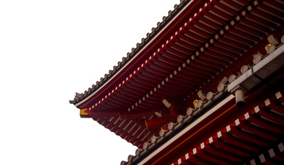 Fototapeta na wymiar Senjoji temple roof isolated on white