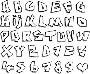 liquid line paper cut font and number alphabet over white © johnjohnson