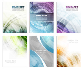 Set of abstract flyer template, magazine, brochure, cover design or corporate banner. Vector illustration.