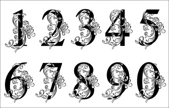 Numeri con decori floreali