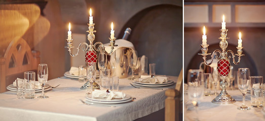 table setting in gourmet restaurant