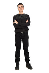 Handsome man doing different expressions in different sets of clothes: posing