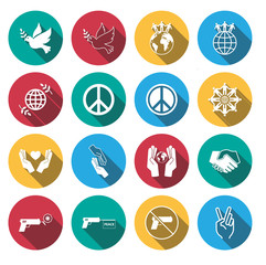 flat shadow peace icons set.