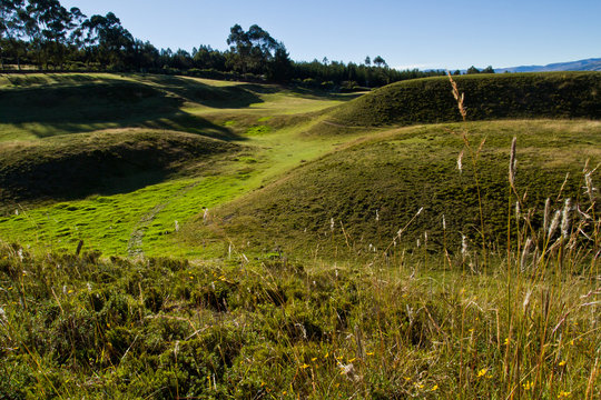 Ruins of Cochasqui pyramids, archaeological site, Ecuador