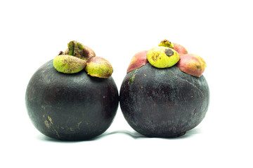  fresh mangosteen isolated on white background.The Queen of Frui