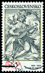 Stamp. Lute Player.