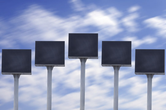 Group of LED billboard with blue sky