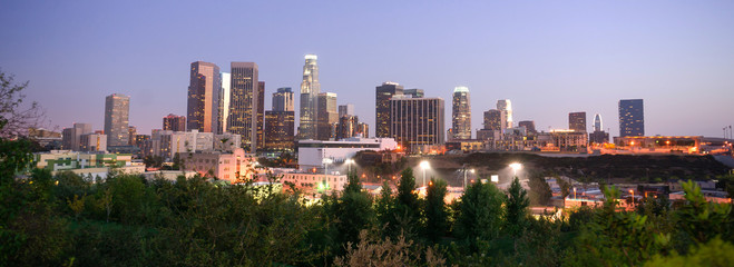 Sunset Los Angeles California Downtown City Skyline
